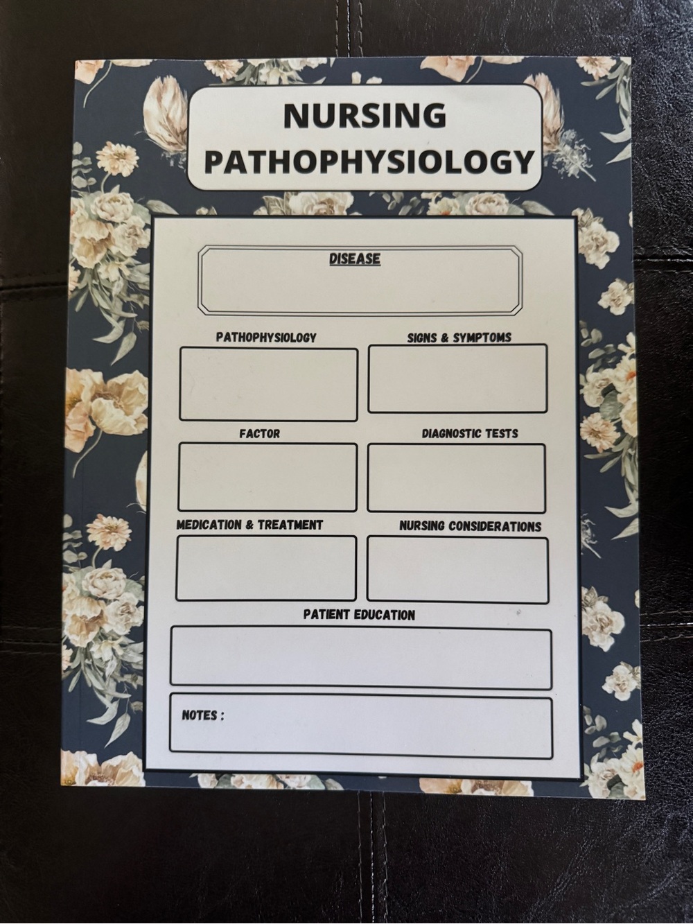Nursing Pathophysiology Floral Study Pad